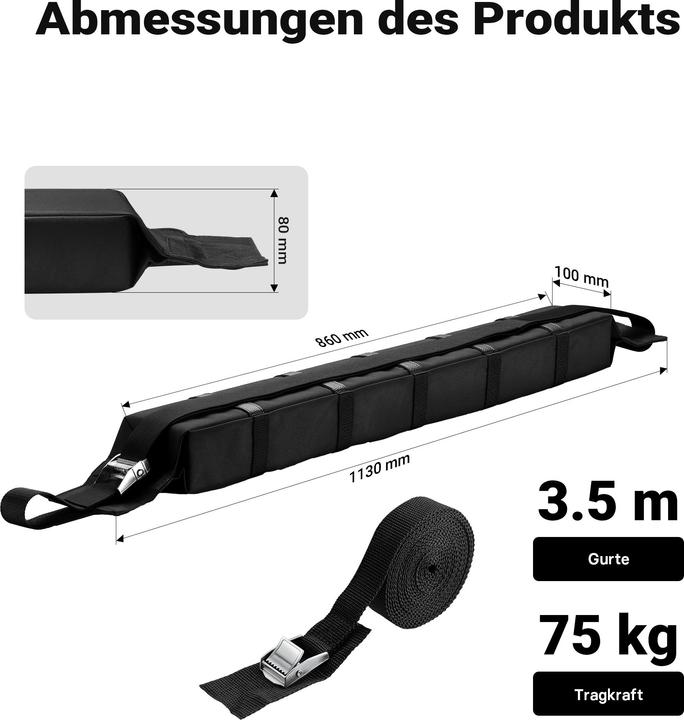 Immagine prodotto Wiltec Portapacchi 113x10x8cm Auto 75kg Portapacchi Portapacchi Canoa Kayak