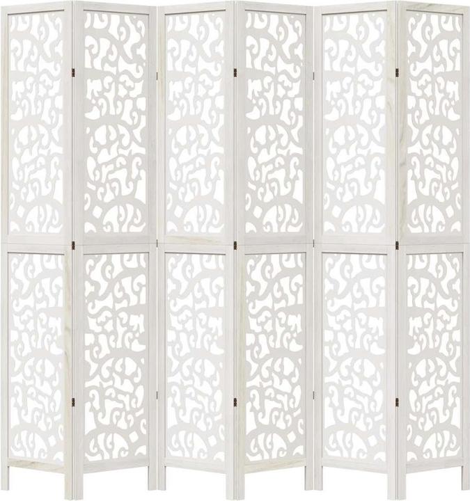 Produktbild VidaXL Raumteiler Paravent Trennwand Raumtrenner 6tlg. Weiss Massivholz Paulownia