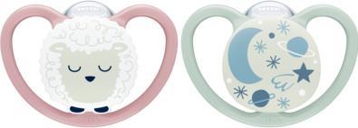 Actual product image NUK Space Night silicone soother 0-6M, 2 pcs, blue/mint (2 x, up to 6 M.)