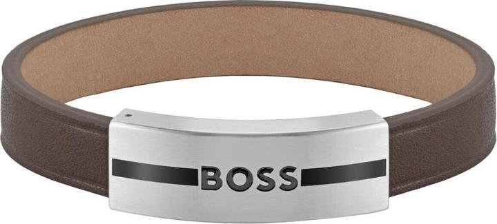 Hugo Boss Fashion brown leather bracelet 1580496 - Length: 19 cm (19 cm, Edelstahl)
