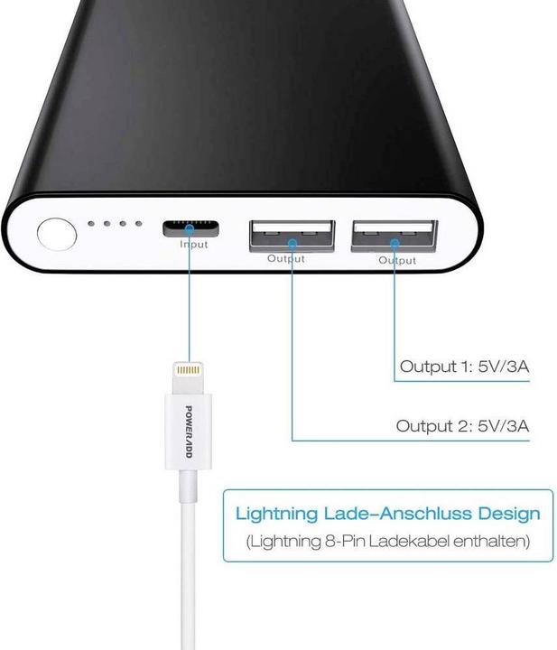 Image du produit Poweradd bank (batterie supplémentaire) 4GS 12000mAh (12000 mAh, 44.40 Wh)