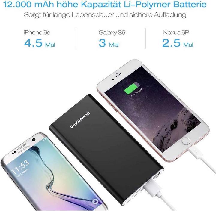 Image du produit Poweradd bank (batterie supplémentaire) 4GS 12000mAh (12000 mAh, 44.40 Wh)