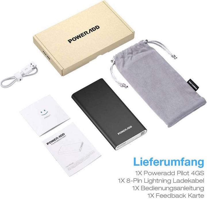 Image du produit Poweradd bank (batterie supplémentaire) 4GS 12000mAh (12000 mAh, 44.40 Wh)