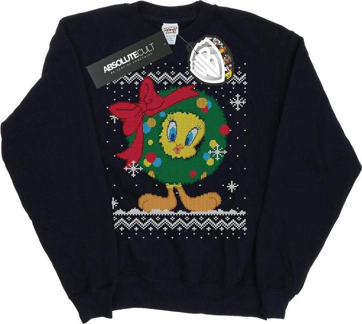 Actual product image Looney Tunes Girls Tweety Pie Christmas Fair Isle Sweatshirt (128)