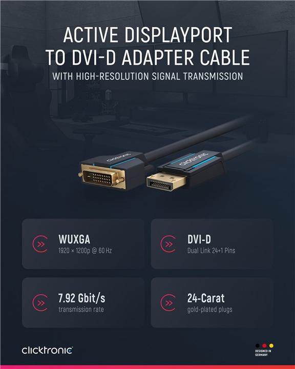 Produktbild clicktronic DisplayPort — DVI (3 m, DVI, DisplayPort)