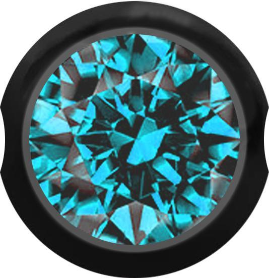 Image du produit Star Piercing Ball Closure Boule noire avec cristal aqua (sans laiton, Acier chirurgical 316L)
