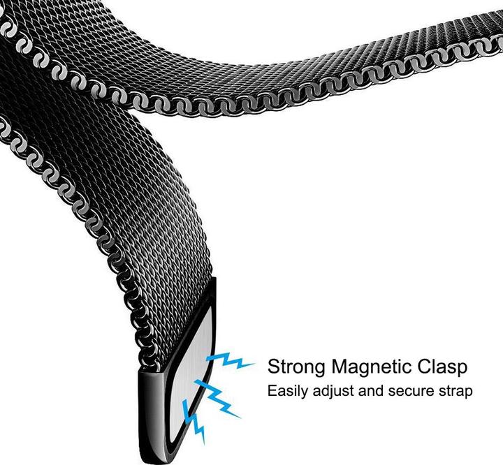 Image du produit PhoneLook Bracelet milanais en acier noir 42mm / 44mm / 45mm (42 mm, 44 mm, 45 mm, Aluminium)
