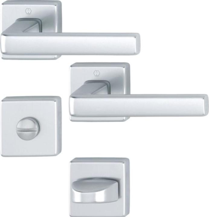 Produktbild Hoppe Rosettengarnitur Dublin 1124 / 843KV/843KVS Aluminium F1 eckig SK/OL DIN links / rechts D/D (Türgarnitur)