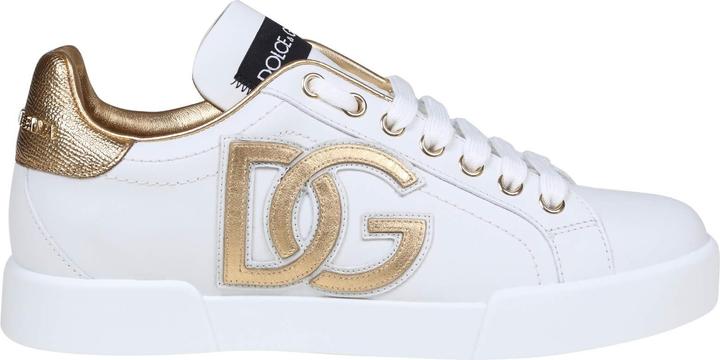 Dolce & Gabbana portofino sneakers white and gold with dg logo (42)