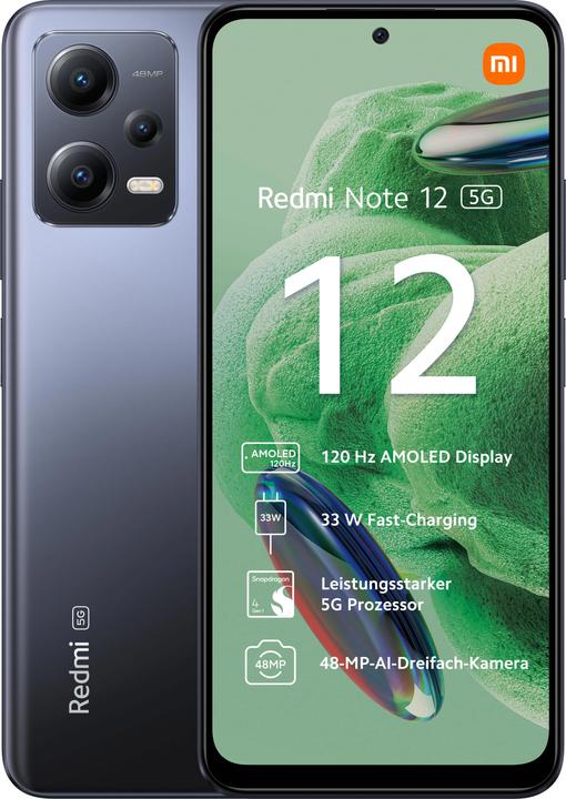 Xiaomi Redmi Note 12 5G (128 GB, Onice grigio, 6.67", Doppia SIM Ibrida, 48 Mpx, 5G)