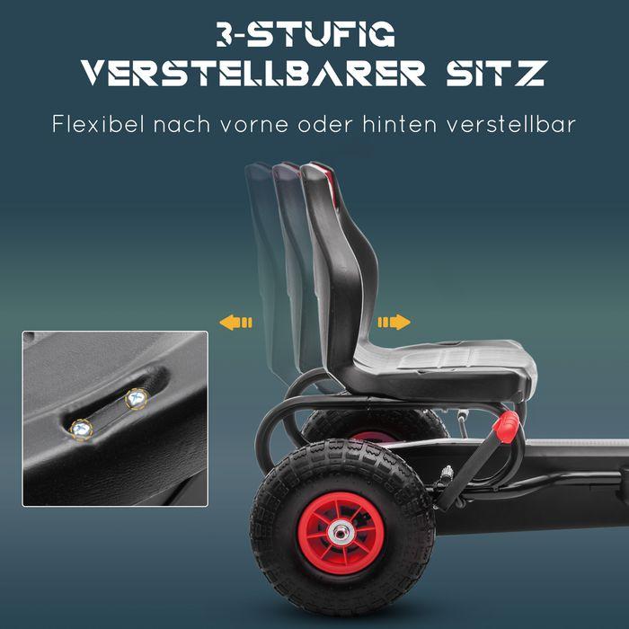 Produktbild Swisshandel24 Gokart, Kinderfahrzeug mit verstellbarem Sitz, Tretfahrzeug mit Gummireifen, Pedal und Handbremse, f