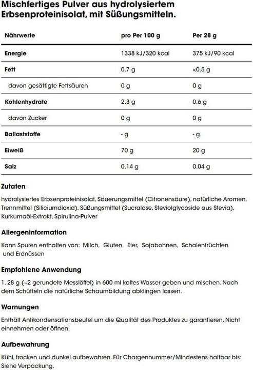 Nährwerte und Zutaten Optimum Nutrition Optimum-Nutrition Clear Vegan Protein (Lime, Sorbet, 1 Stk., 280 g)