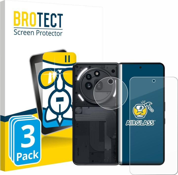 Produktbild BROTECT Schutzglas Schutzfolie Displayschutz Display Schutz Glas Folie klar (3 Stück, Nothing Phone (3a) Pro)