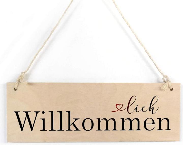 Trenddeko Herzlich Willkommen (30 x 10 cm)