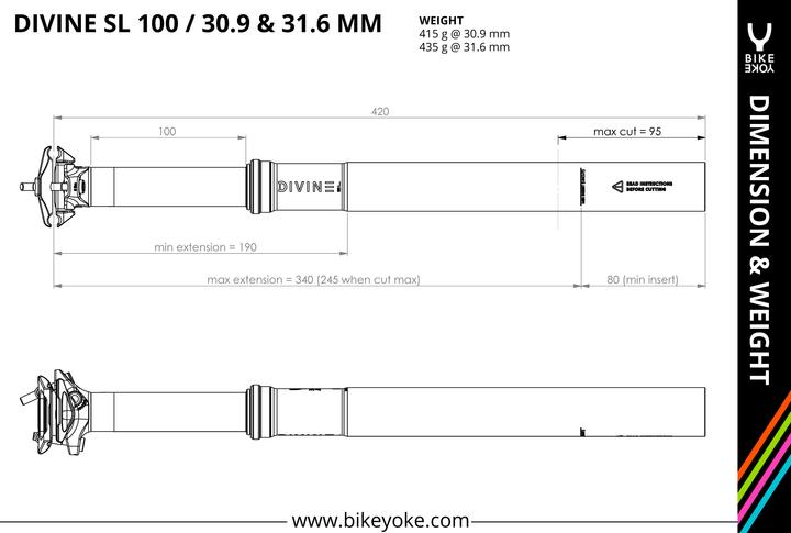 Produktbild BikeYoke Divine SL 100 mm Vario-Sattelstütze ohne Remote (30.90 mm)