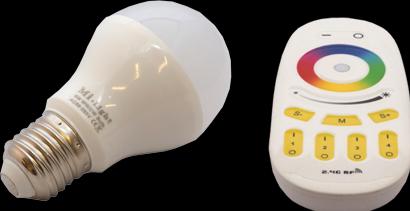 Image du produit Milight Ampoule LED RGB+blanc chaud 6W avec télécommande sans fil (E27, 6 W, 550 lm, 1 x, F)