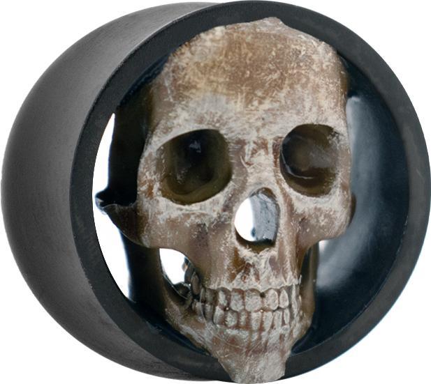 Produktbild Star Piercing Flared Tunnel schwarz Totenkopf (Harz, ohne Messing)