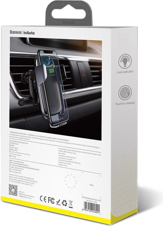 Produktbild Baseus Milky Way gravity car mount with Qi 15W induction charger black