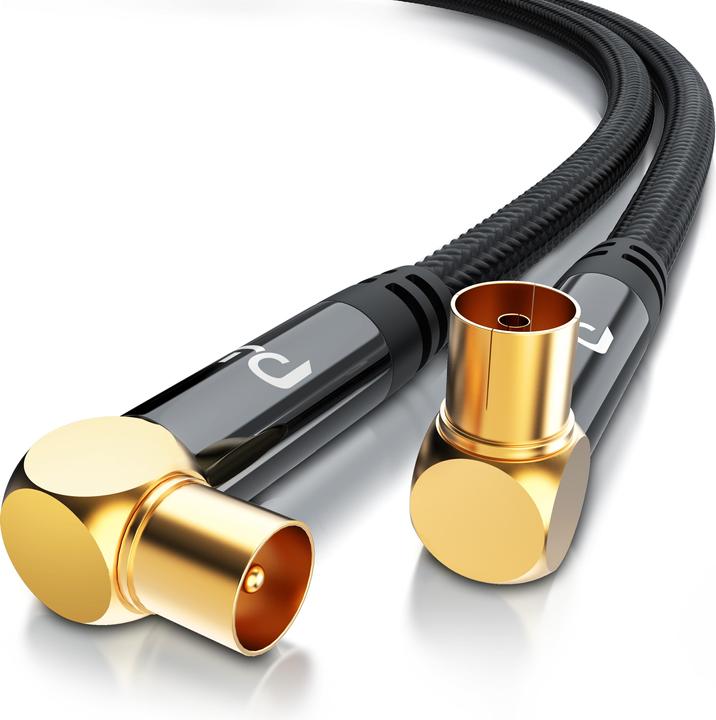 Primewire HDTV antenna cable angled with braiding, premium coaxial cable 135dB / 75 Ohm, TV cable, 4K HDTV (135 dB, Antenna cable)