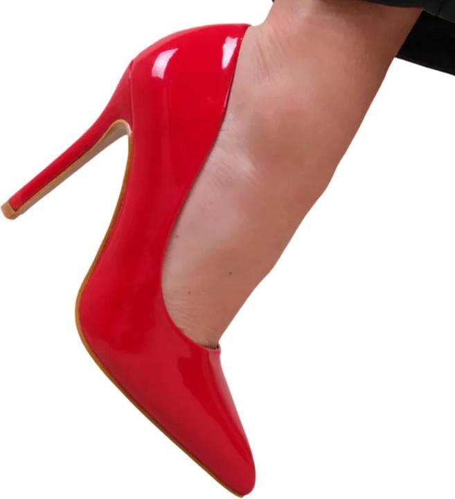 Actual product image Where's That From Womens/Ladies Kyra Patent Faux Leather Wide High Stiletto Heel Pumps (40)
