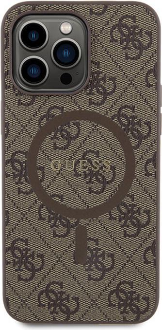 Image du produit Guess GUHMP15LG4GFRW iPhone 15 Pro 6.1" brązowy/brown hardcase 4G Collection Leather Metal Logo MagS (Apple iPhone 15 Pro)