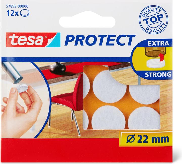 tesa PROTECT felt glides round (Felt gliders, 12 Piece)