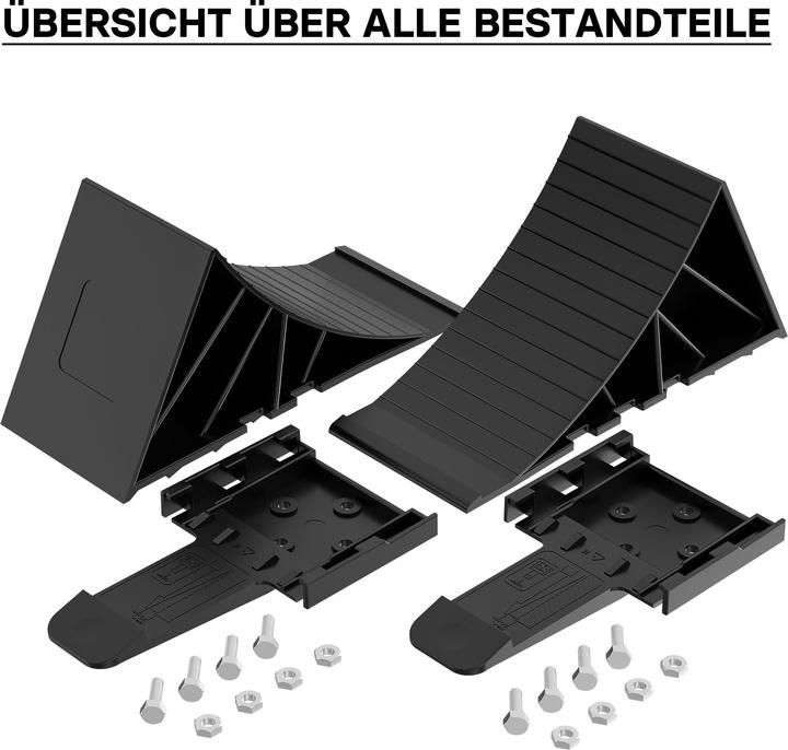Actual product image Wiltec Trailer Chocks incl. Holder and Mounting Material – Stop Blocks – Max. Load Capacity of 1.6 t