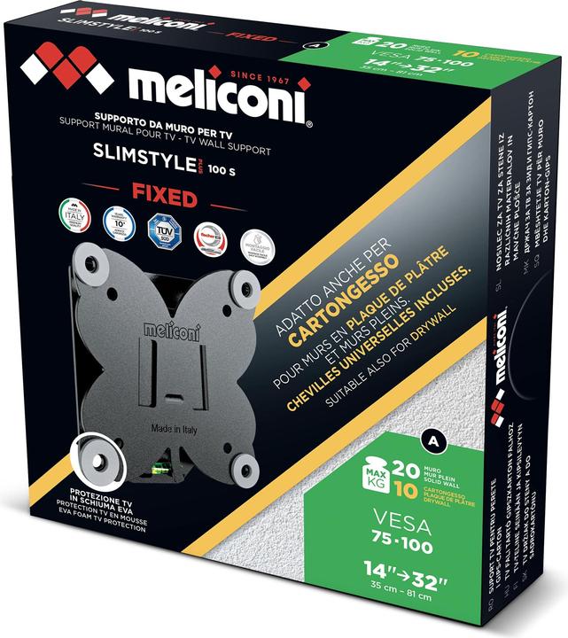 Actual product image Meliconi Slimstyle Plus 100S TV wall mount (Wall, 32", 20 kg)