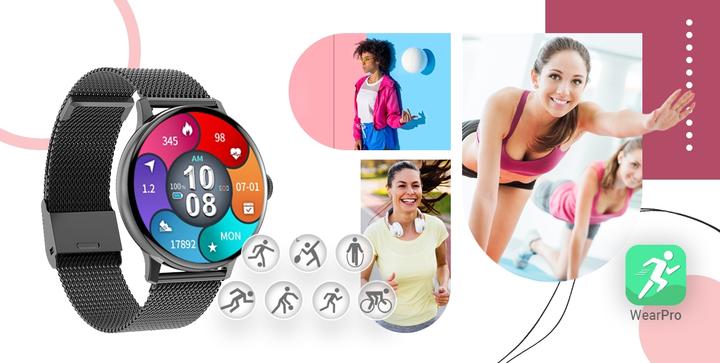 Immagine prodotto Giewont Smartwatch da donna GW330-3 Nero-Cinturino in silicone nero + Bracciale nero