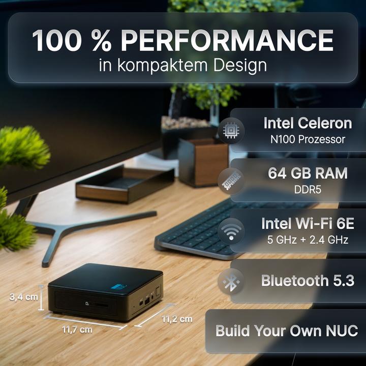 Actual product image Concept International Future Nuc Celeron 12th Gen N100 Barebone (Intel Celeron N100)