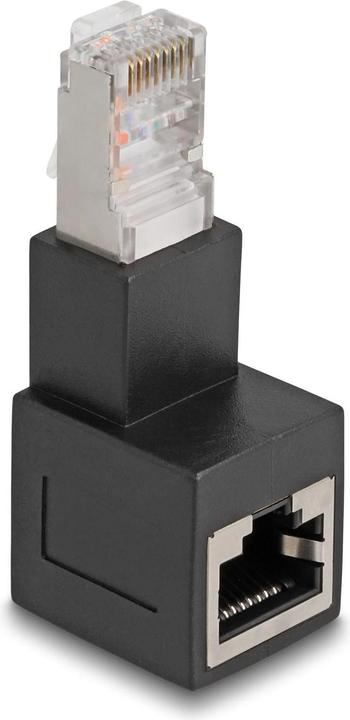 Delock Adattatore da RJ45 maschio a RJ45 femmina Cat.6A 90° angolato verso il basso (UTP, CAT6a, 0.05 m)