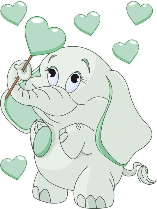 Image du produit Trenddeko Bébé éléphant avec des coeurs (45 x 60 cm)