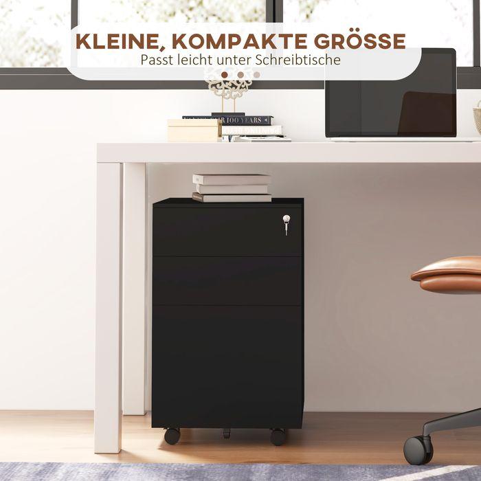 Immagine prodotto Swisshandel24 Cartella a rotelle, 3 cassetti, con serratura, su rotelle, 37cmx43.5cmx60cm, nero