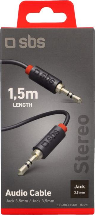 Actual product image SBS Audio stereo cable, 3,5mm jack made for mobile and smartphones (1.50 m, 3.5mm jack (AUX))