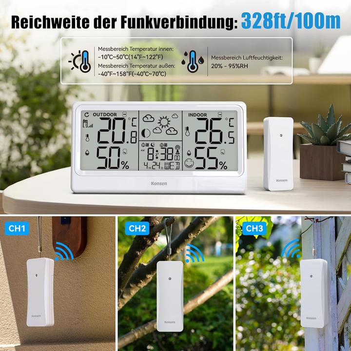 Produktbild Baldr Funk-Wetterstation mit Aussensensor und DCF Uhr