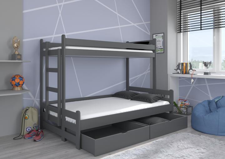 Actual product image ADRK Furniture Bunk Bed Triple with Mattresses BENITO 200x80 (200 x 80 cm)