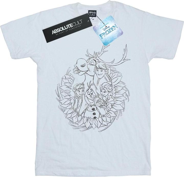 Actual product image Disney Womens/Ladies Frozen Friends Wreath Cotton Boyfriend T-Shirt (XXL)