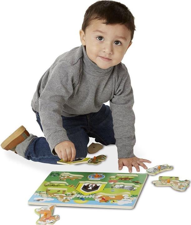 Image du produit Melissa & Doug Puzzle Bois Bouton Animaux Domestiques (Fr-De-En-Es) (8 pièces)