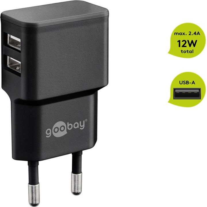Actual product image Goobay Dual USB A charger (12 W)