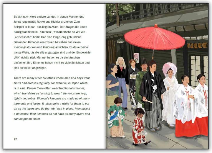 Actual product image Kleider sind für alle da! Das Kinderbuch für eine kunterbunte Kleidungswahl, egal wer du bist. (English, German, Sarah Herbig-Buttula, Anika Slawinski, 2023)