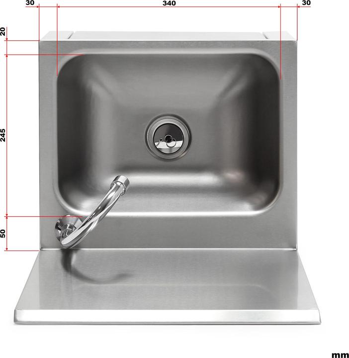 Produktbild XPOtool Gastro Waschbecken Edelstahl Handwaschbecken quadratisch Spülbecken (390 mm, 355 mm)