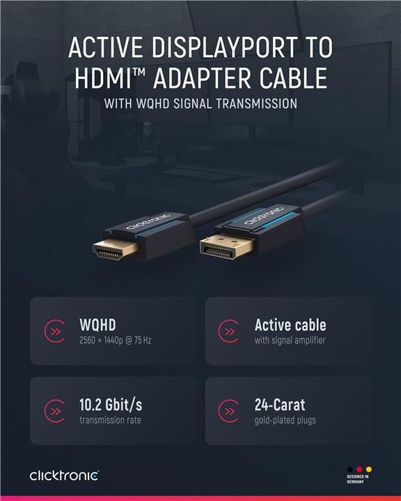 Image du produit clicktronic DisplayPort — HDMI (Typ A) (1 m, DisplayPort, HDMI)