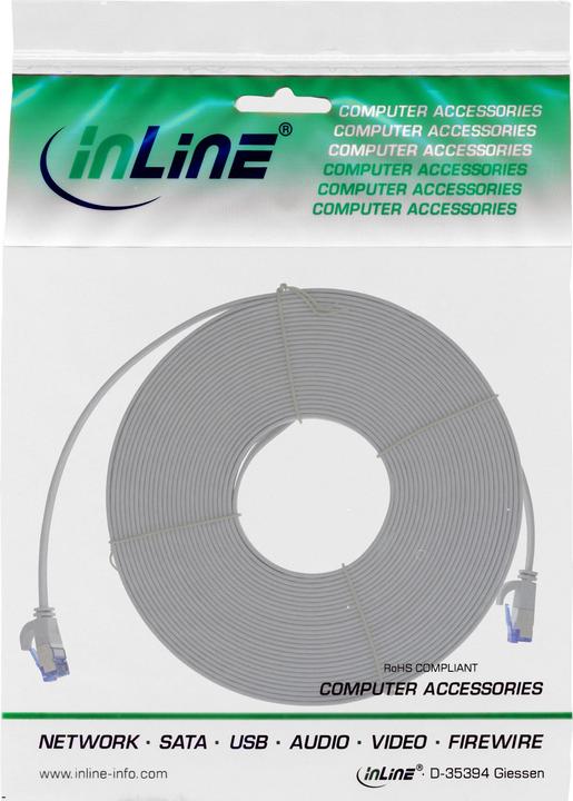 Immagine prodotto InLine ® Cavo patch piatto, U/FTP, Cat.6A, TPE senza alogeni, grigio, 10m (U/FTP, CAT6a, 10 m)