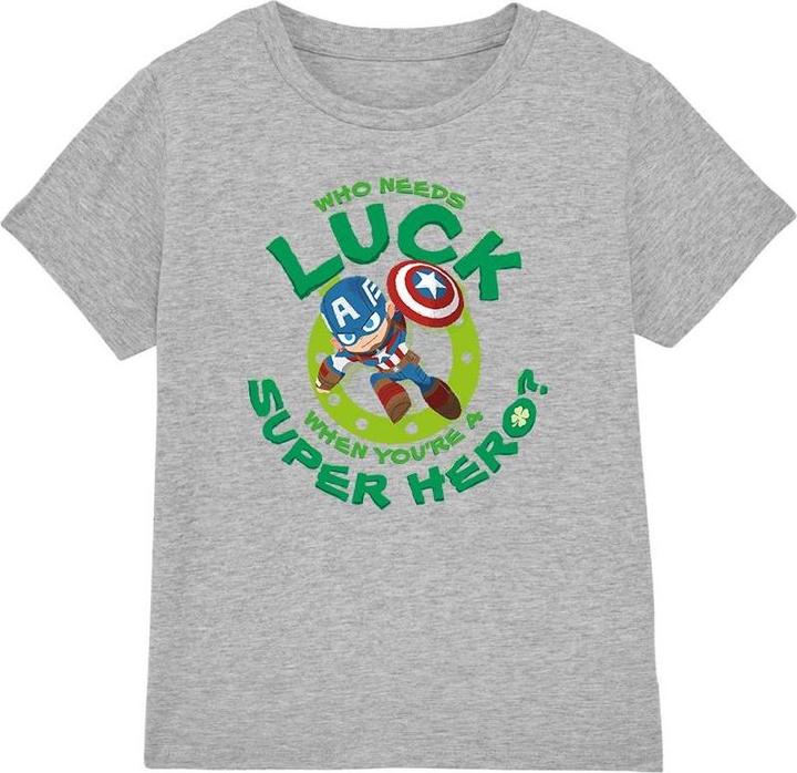 Actual product image Captain America Childrens/Kids St Patrick's Day Lucky Superhero St Patricks Day T-Shirt (152, 158)