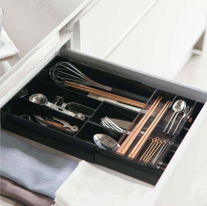 Actual product image Yamazaki TOWER pull-out cutlery tray