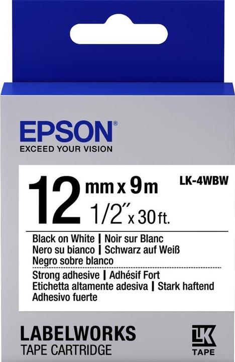 Produktbild Epson Etikettenkassette LK-4WBW (1.20 cm, Schwarz, Weiss)