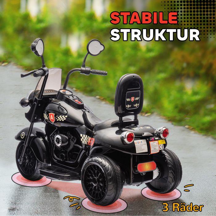 Produktbild Swisshandel24 Kinder Elektro-Motorrad 6V mit Musik 3-5 km/h 3-6 Jahre Kinder, bis 25kg, schwarz (6 V)
