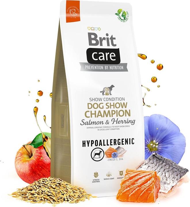 Actual product image Brit Care Hypoallergenic Adult Dog Show Champion Salmon & Herring - dry dog food - 3kg (Adult, 1 pcs., 3000 g)
