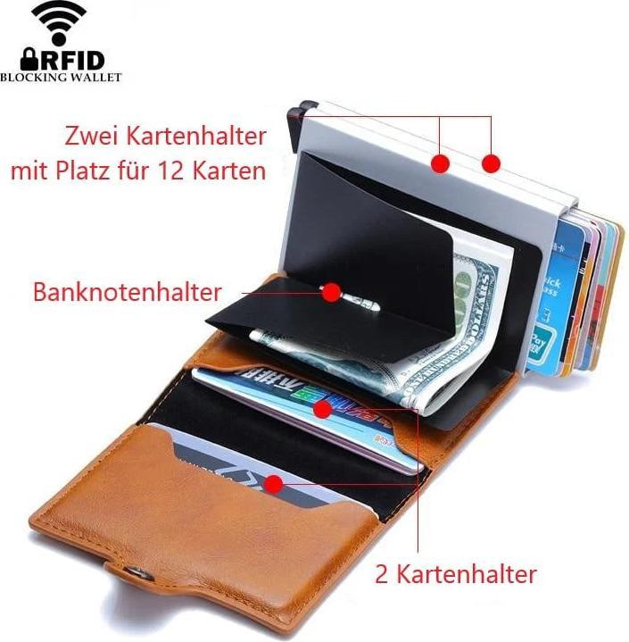 Produktbild Activity Board Automatische RFID-Kartenhalter, Rfid-Blockierung Double Box Metall Brieftasche, Herren-Kartenhalter