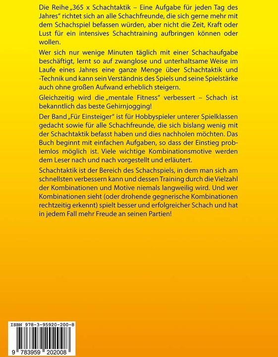 Actual product image 365 x Schachtaktik für Einsteiger (German, Heinz, Brunthaler, 2024)